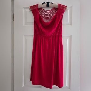 Bailey Blue Red Dress with Crochet Accent